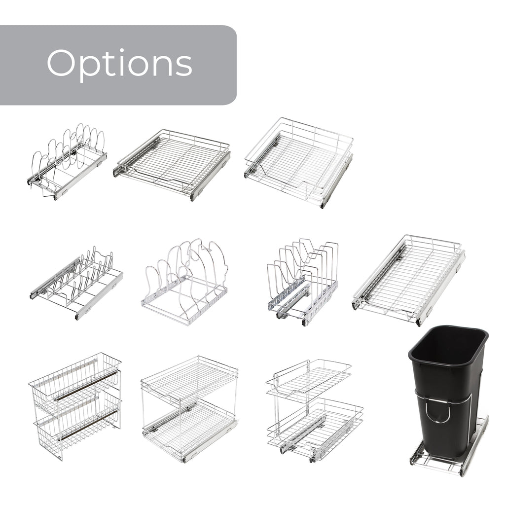 Sliding Pull Out Metal Cabinet Shelf - Multiple Sizes