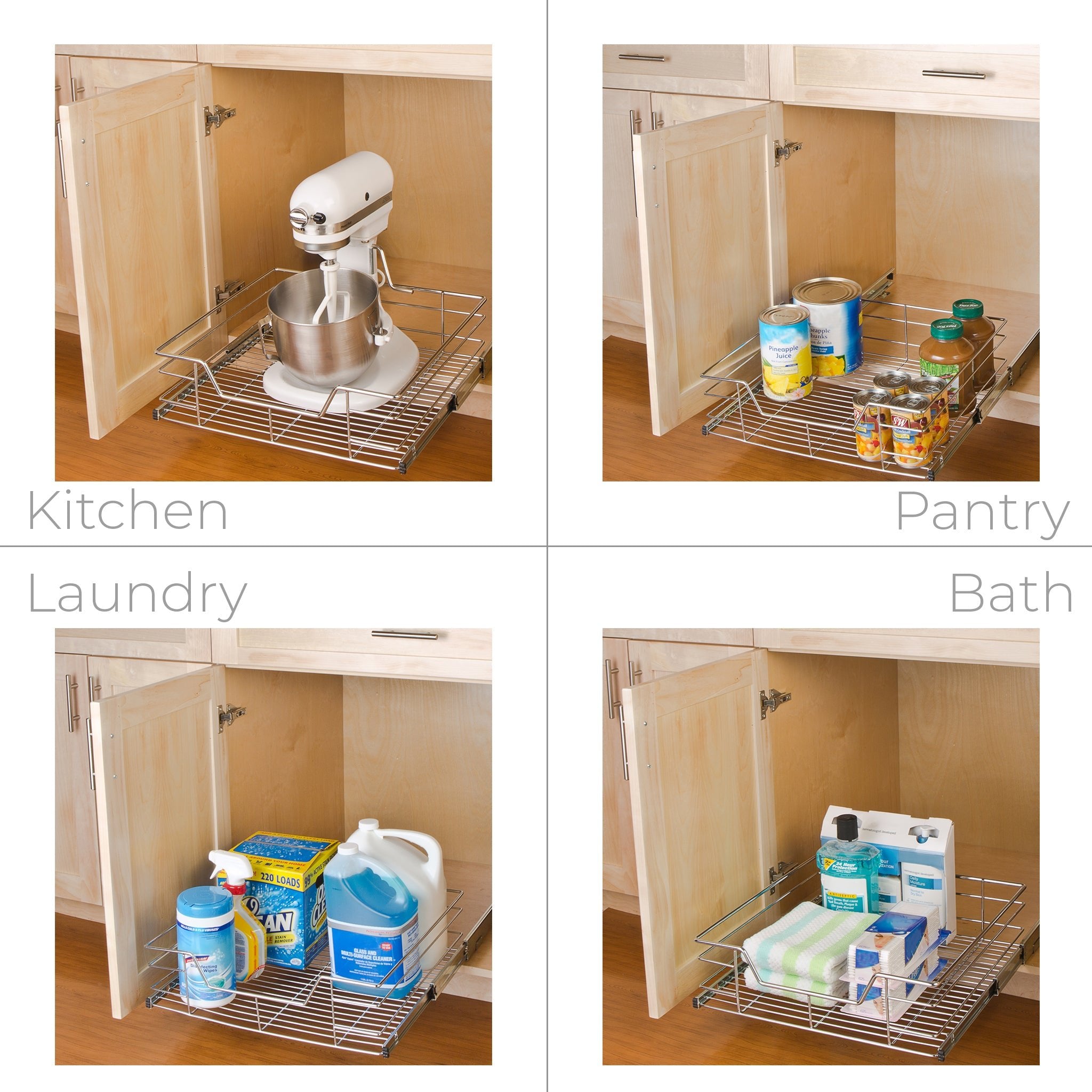 Sliding Pull Out Metal Cabinet Shelf - Multiple Sizes