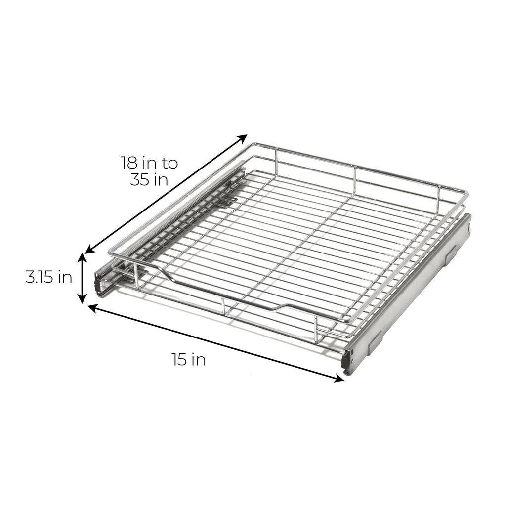 Sliding Pull Out Metal Cabinet Shelf - Multiple Sizes