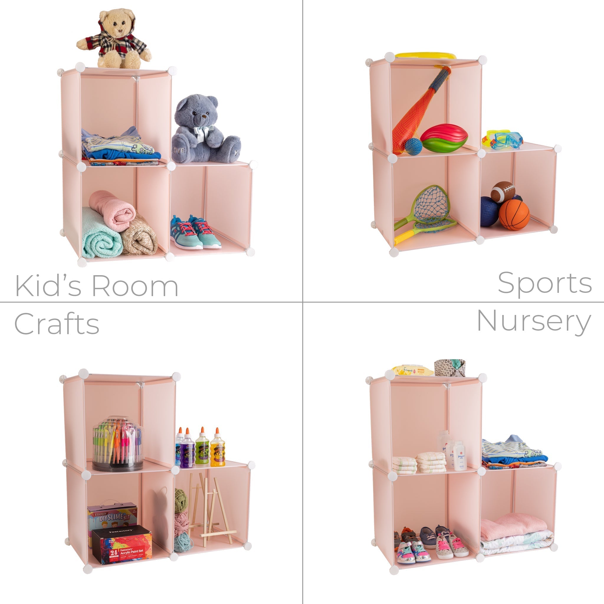 3 Cube Closet Organizer System, Pink