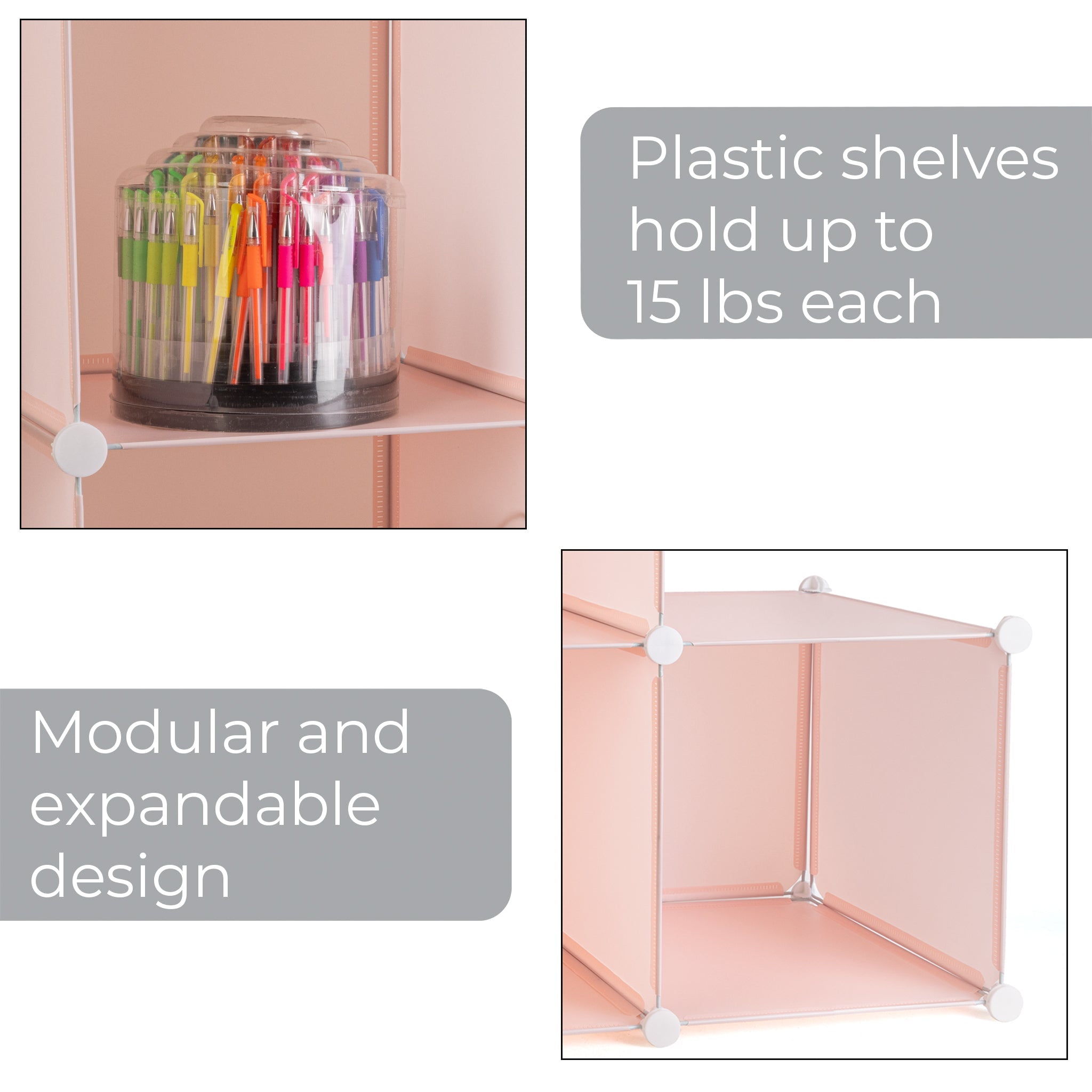 3 Cube Closet Organizer System, Pink