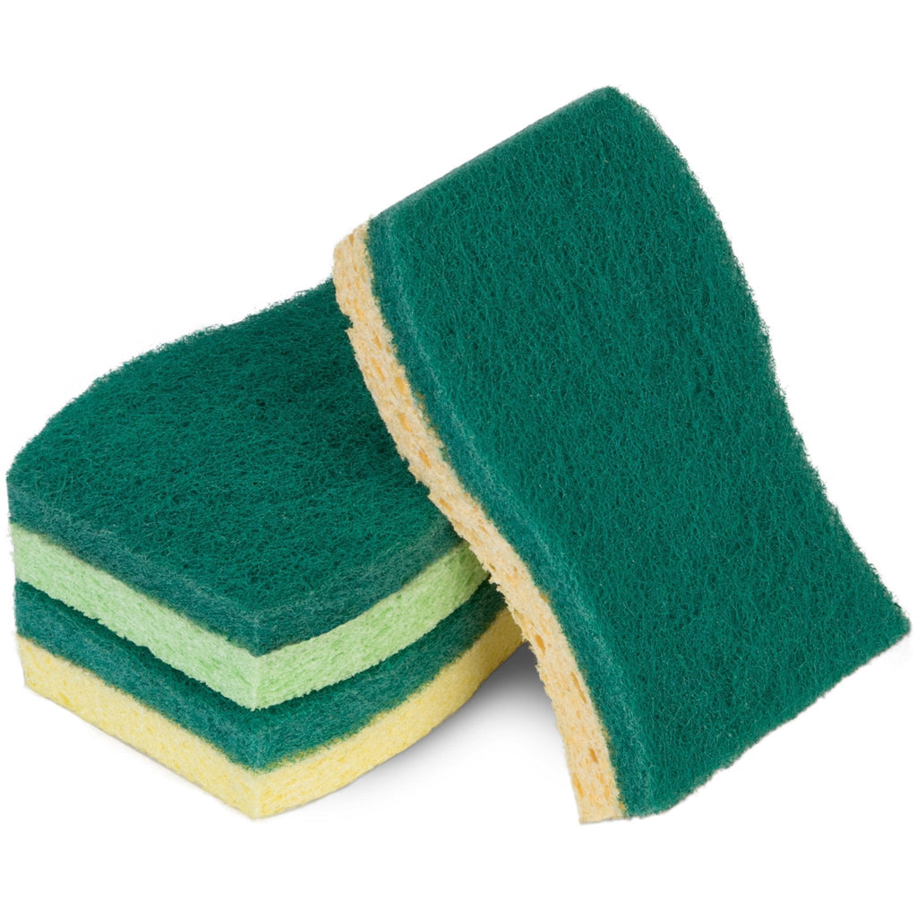 Smart Design Heavy Duty Cellulose Smart Scrub Sponge - Ultra Absorbent - Ergonomic Shape - Cleaning, Dishes, & Hard Stains - Green