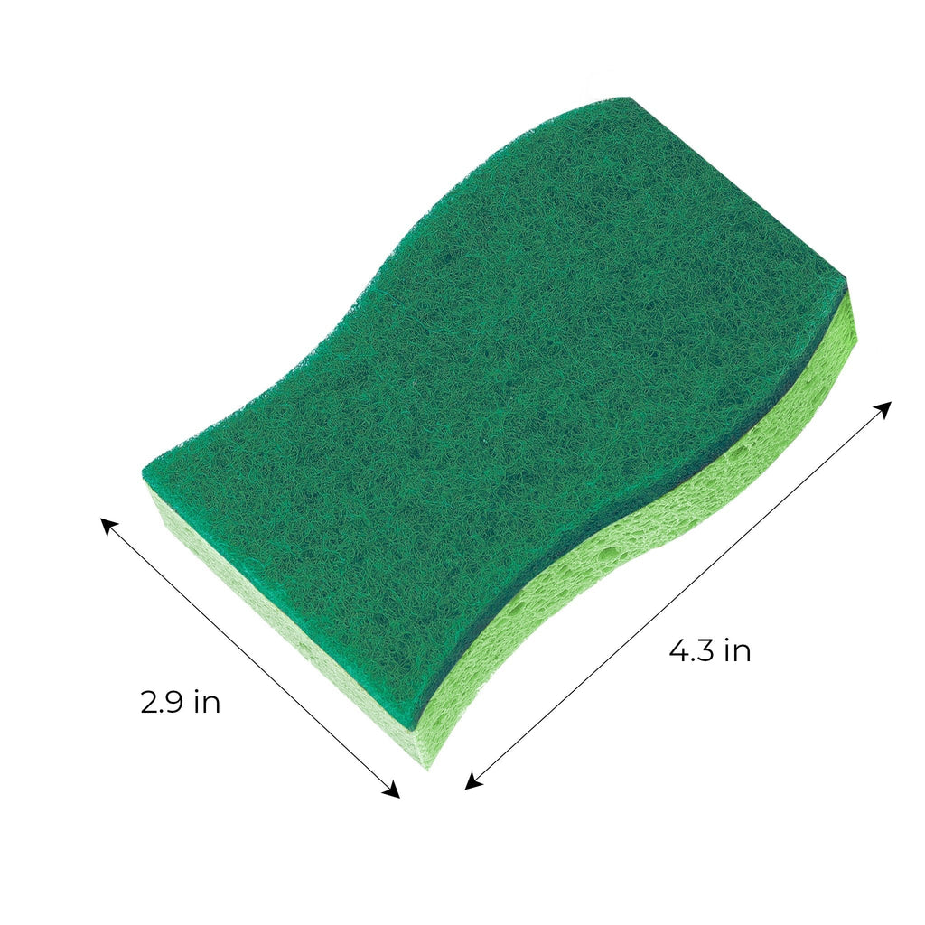 Smart Design Heavy Duty Cellulose Smart Scrub Sponge - Ultra Absorbent - Ergonomic Shape - Cleaning, Dishes, & Hard Stains - Green