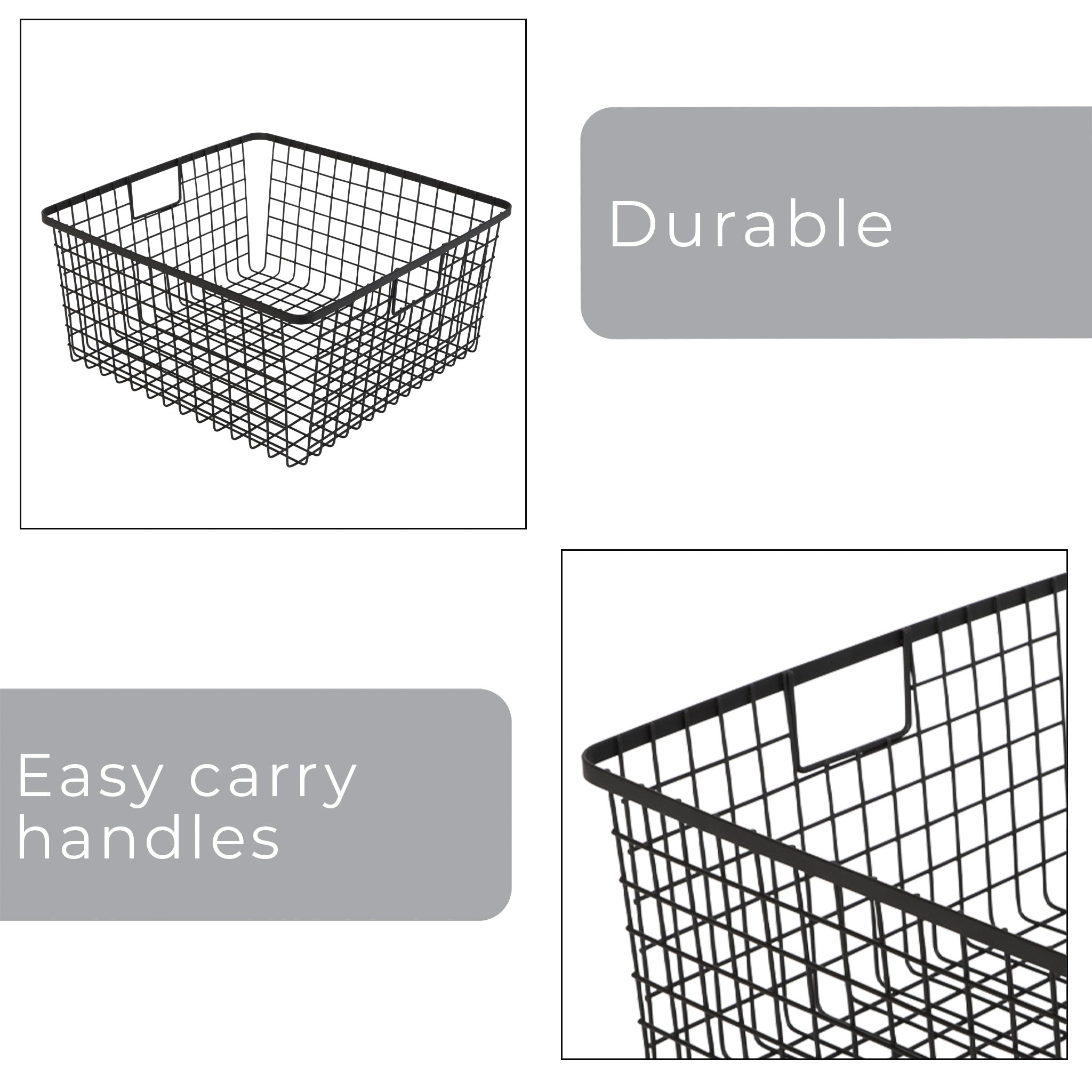 Smart Design Kitchen Nesting Baskets - 12 x 12 -  Set of 4