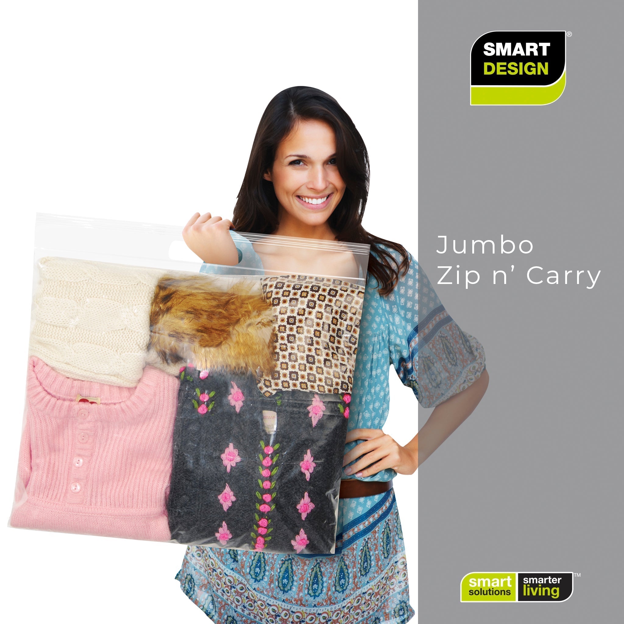 Smart Design MagicBag Zip N' Carry Bags w/ Handle - Jumbo - 6 Pack