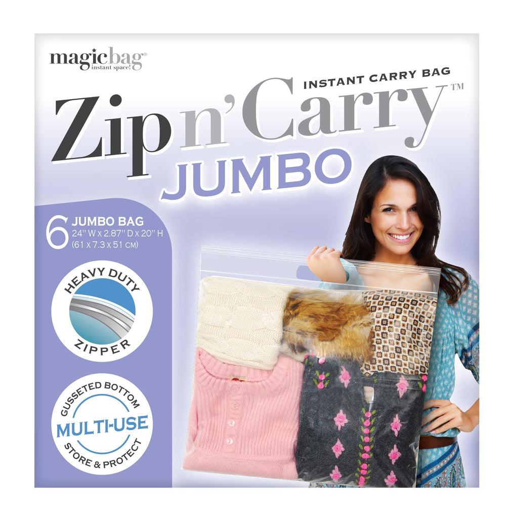 Smart Design MagicBag Zip N' Carry Bags w/ Handle - Jumbo - 6 Pack