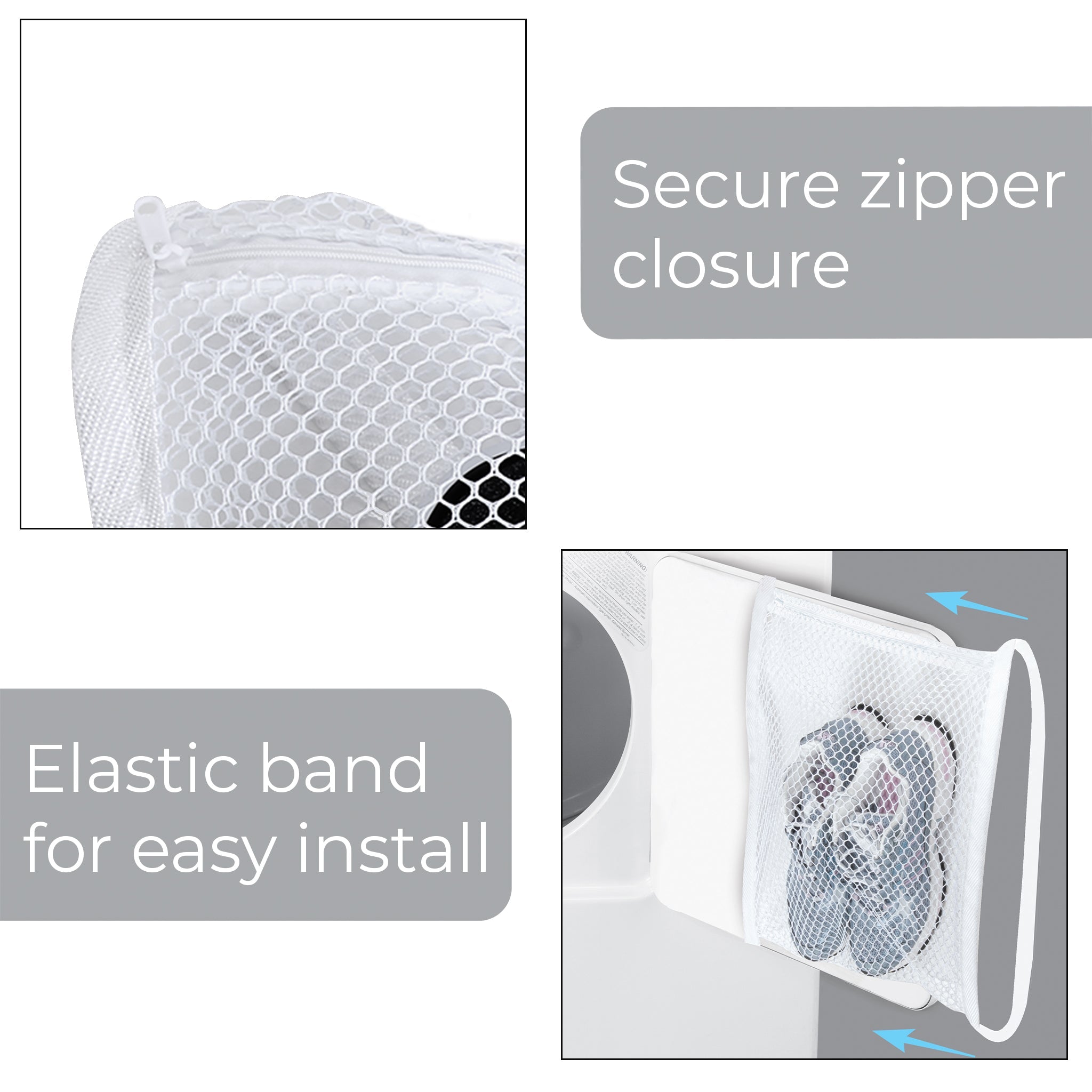 Sneaker Dryer and Wash Bag with Elastic Straps - 15.5 x 15.5 Inch