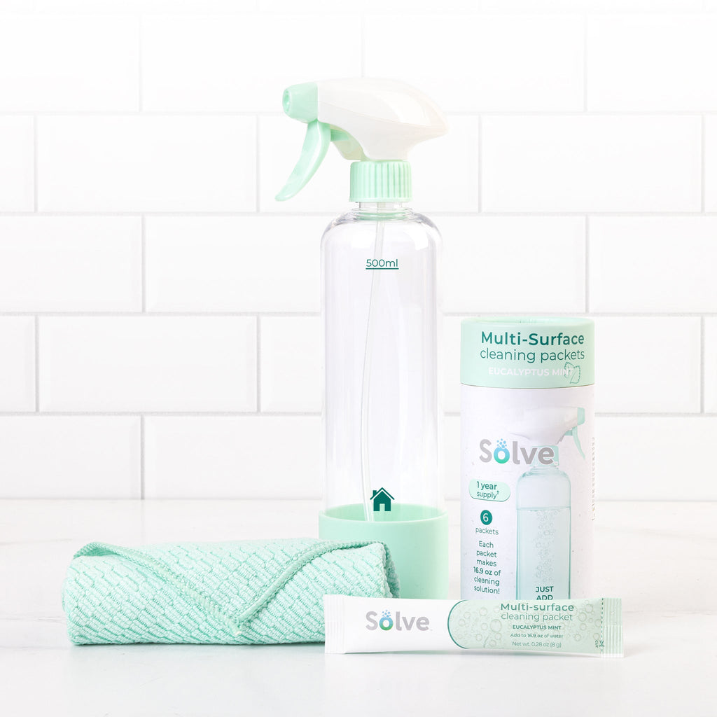 Solve™ Bottle, Cleaning Packets, & Cloth Cleaning Cloth Kit