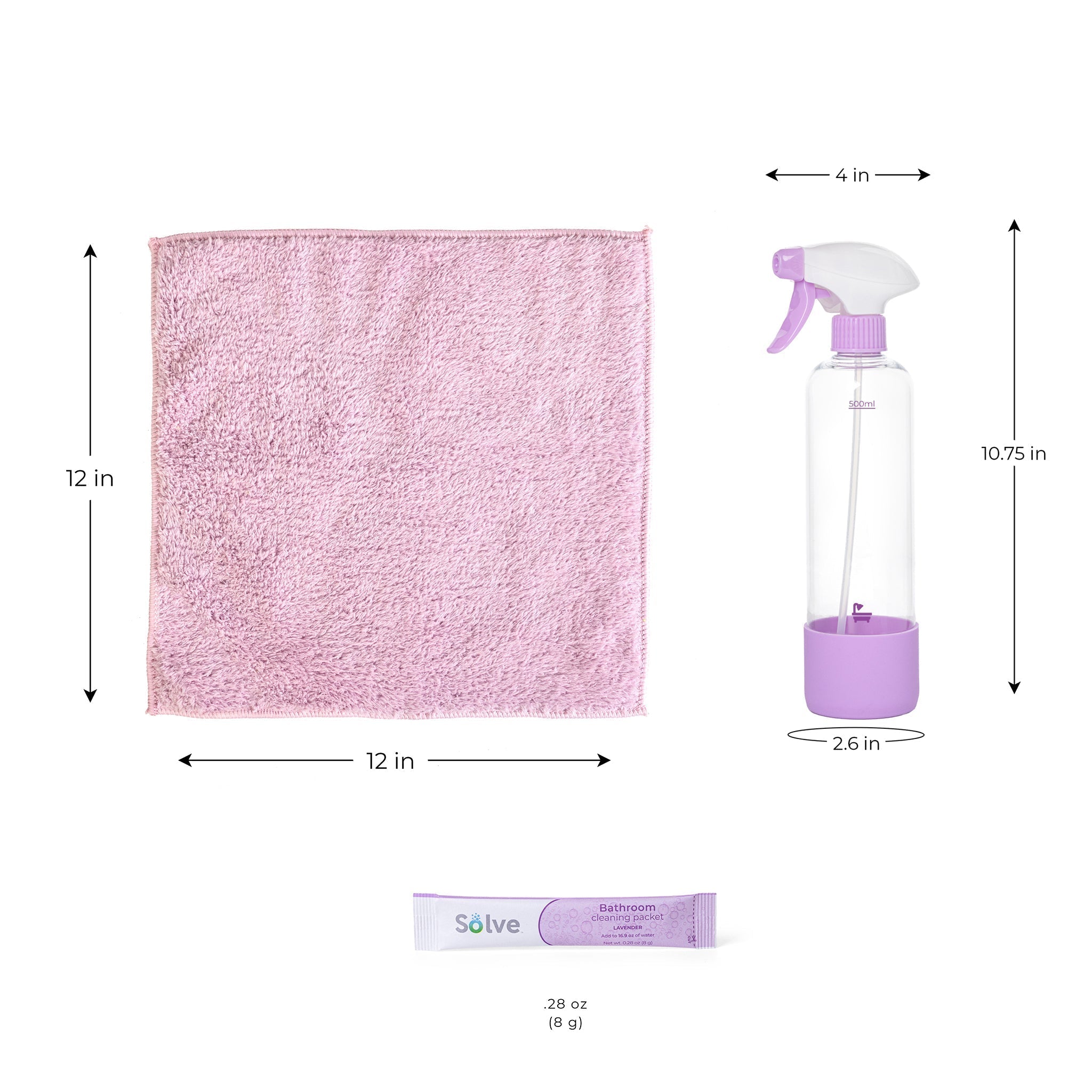 Solve™ Bottle, Cleaning Packets, & Cloth Cleaning Cloth Kit