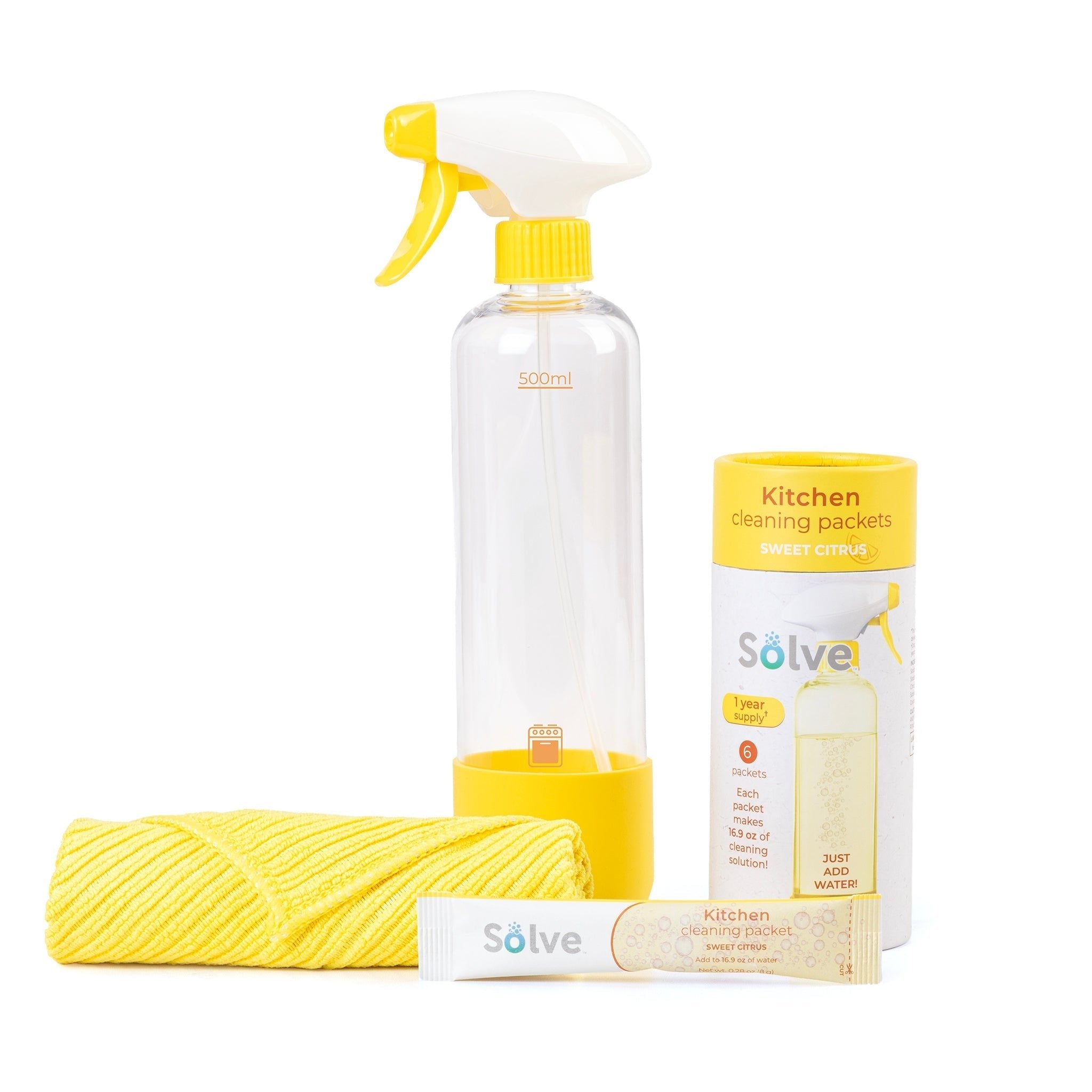 Solve™ Bottle, Cleaning Packets, & Cloth Cleaning Cloth Kit