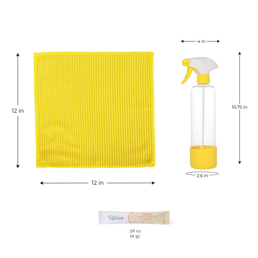 Solve™ Bottle, Cleaning Packets, & Cloth Cleaning Cloth Kit