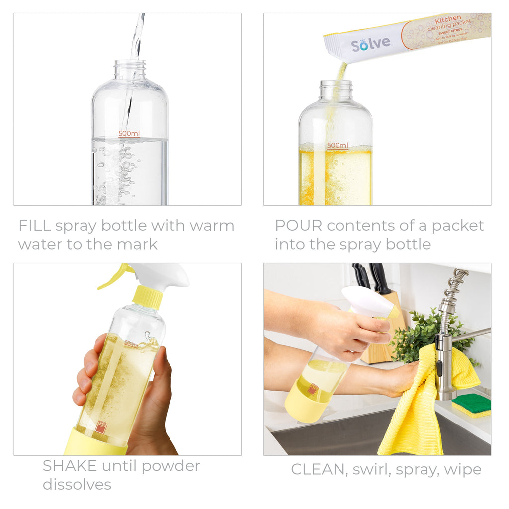 Solve™ Bottle, Cleaning Packets, & Cloth Cleaning Cloth Kit