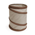 Spiral Pop Up Trash Bin with Open Top - Beige with Dark Brown Trim