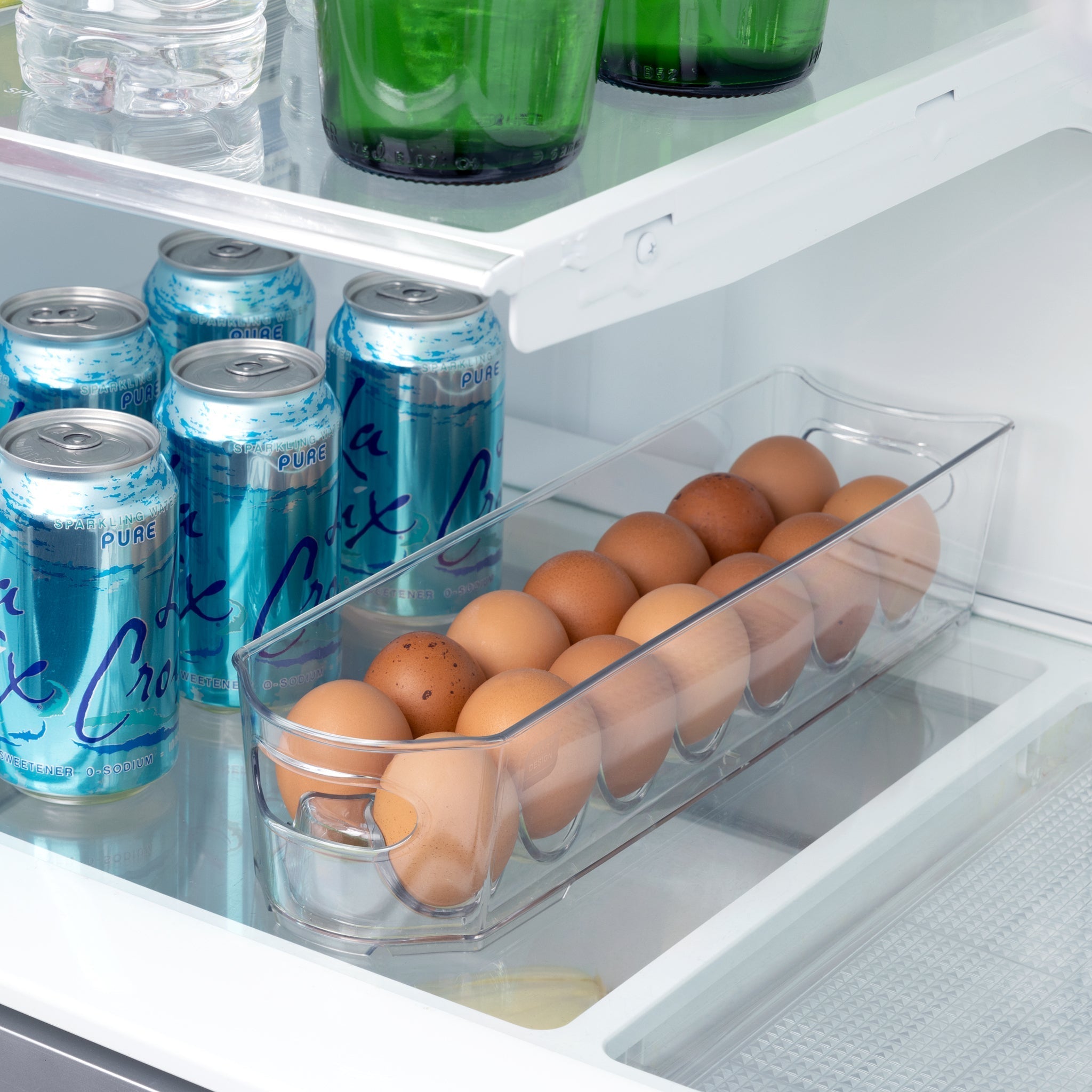 Stackable Clear Refrigerator Egg Storage Bin with Handle - 14 Egg Container - 2 pack- 4 x 14.5 inch