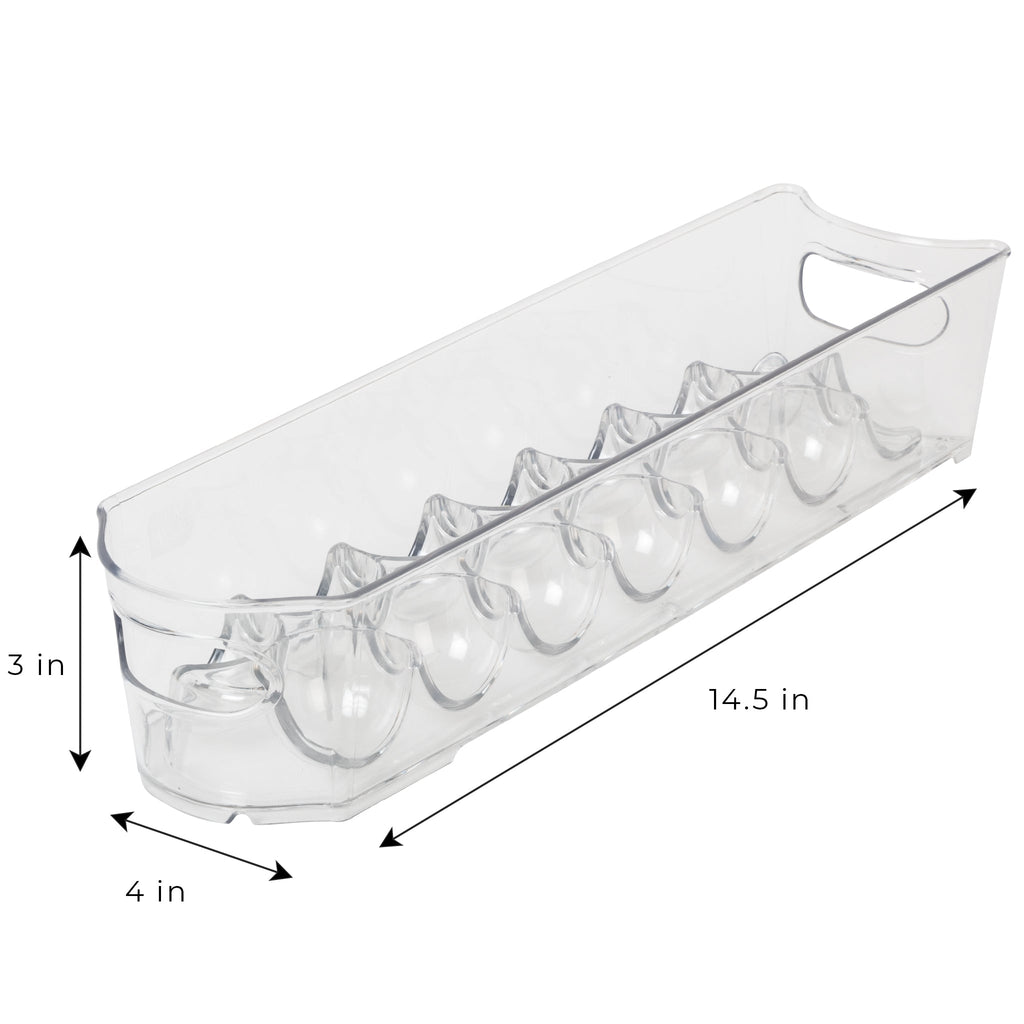 Stackable Clear Refrigerator Egg Storage Bin with Handle - 14 Egg Container - 2 pack- 4 x 14.5 inch