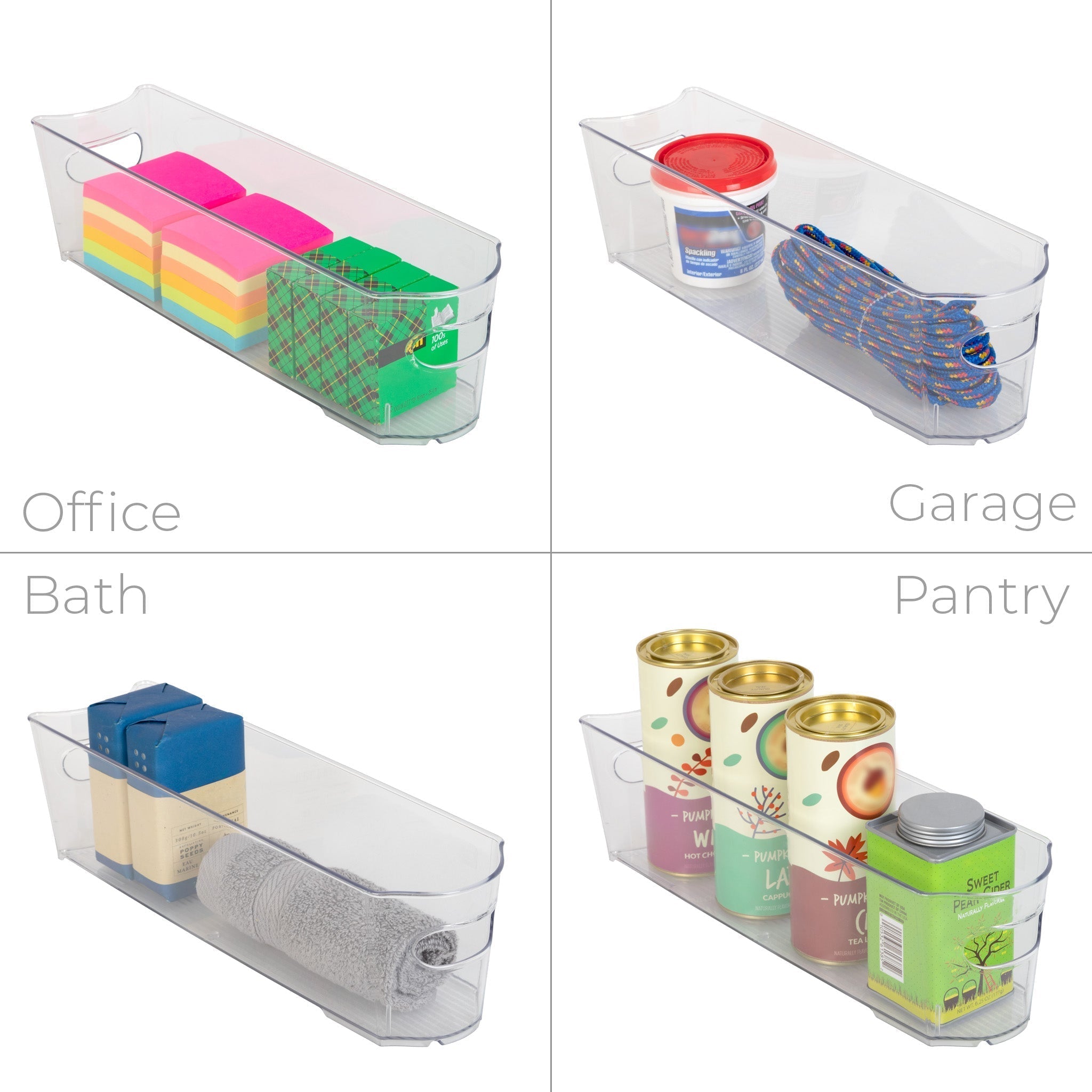Stackable Clear Refrigerator Storage Bin with Handle - 8 pack - 4 x 14.5 inch