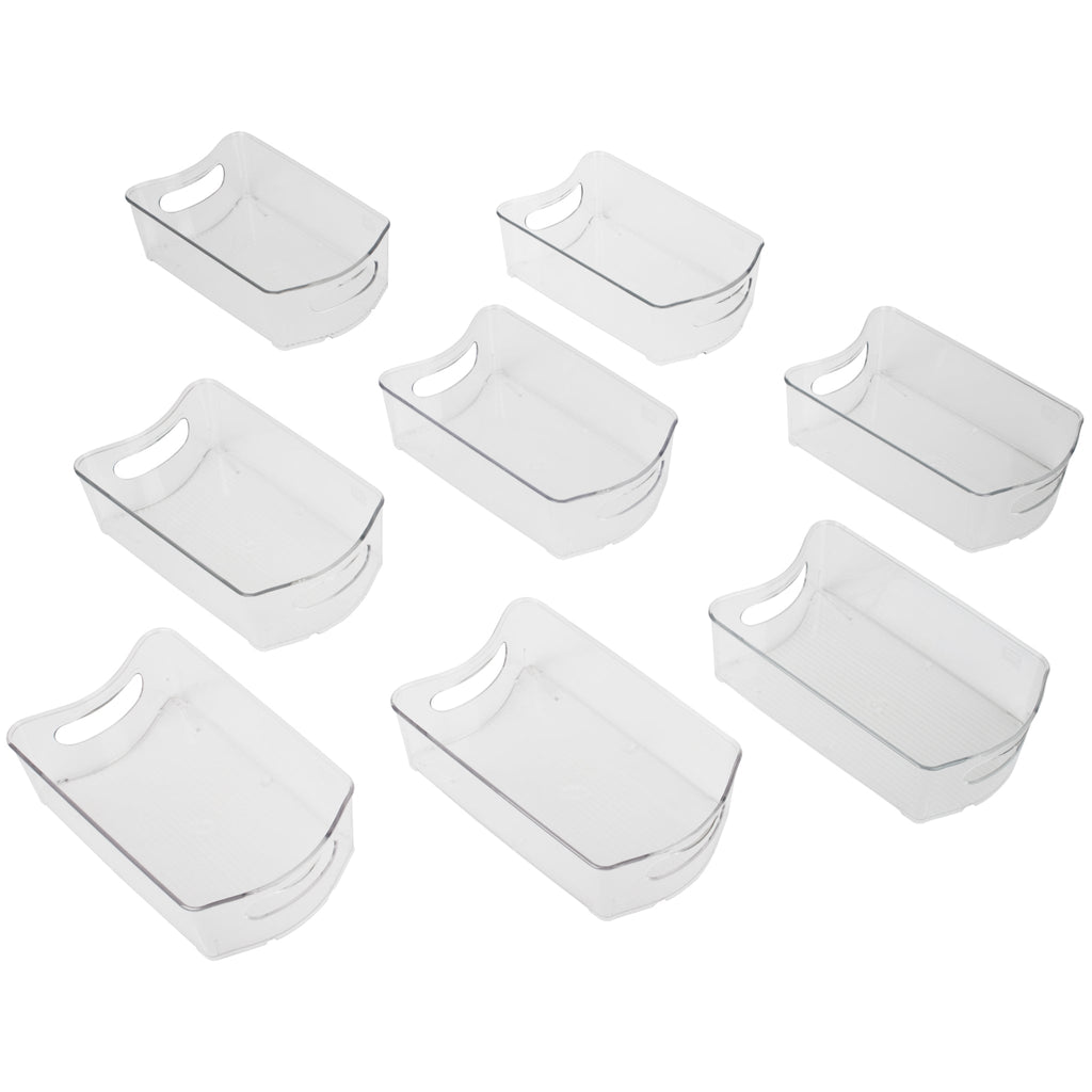Stackable Clear Refrigerator Storage Bin with Handle - 8 pack - 6 x 10 inch