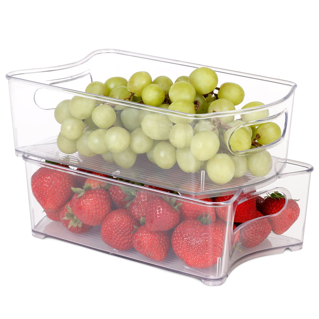 Stackable Clear Refrigerator Storage Bin with Handle - 8 pack - 6 x 10 inch