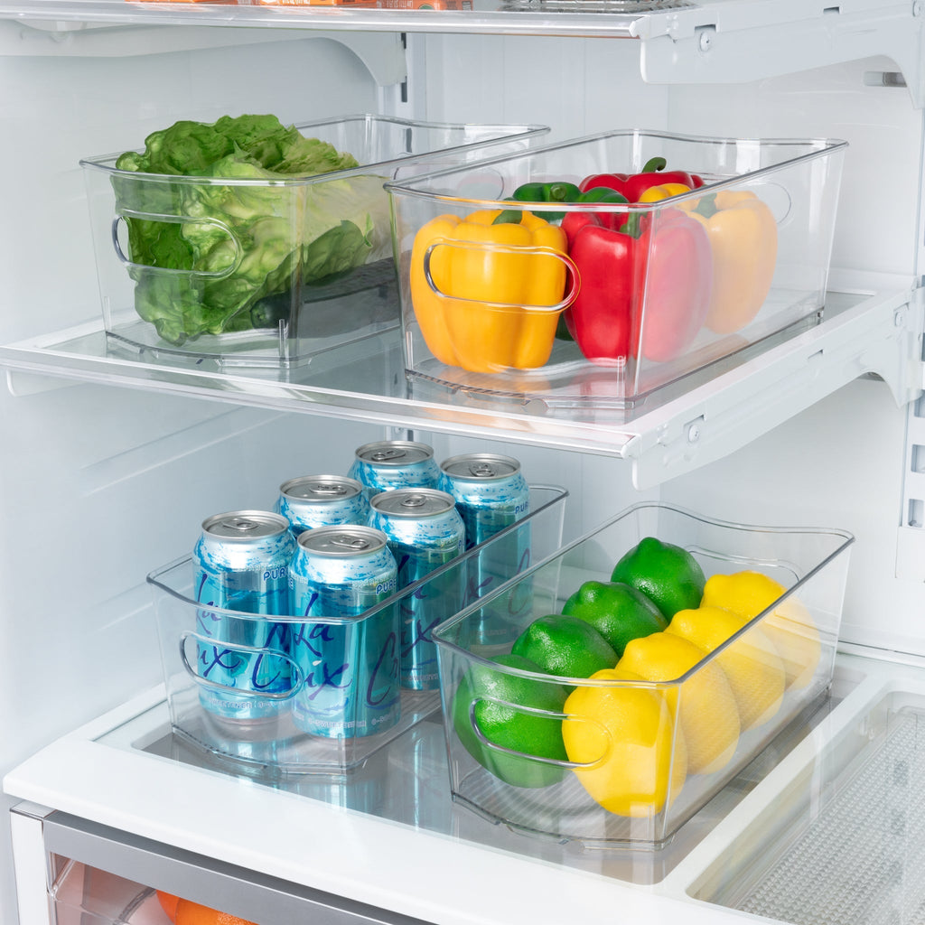 Stackable Clear Refrigerator Storage Bin with Handle - 8 pack - 6 x 12 inch