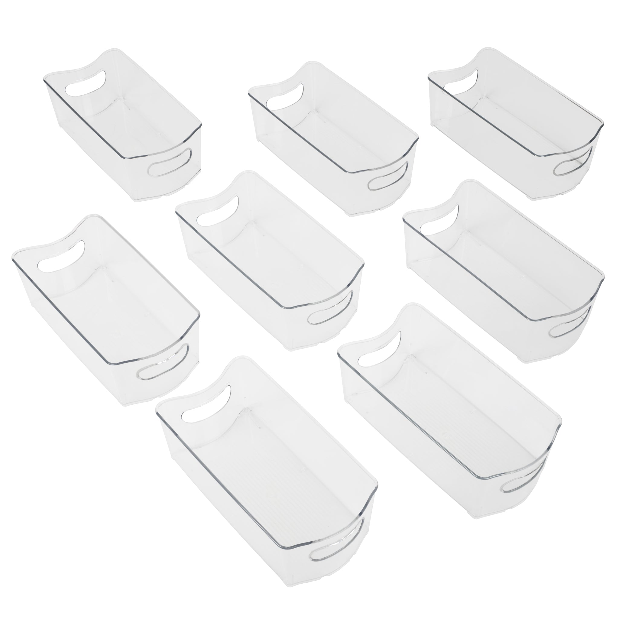 Stackable Clear Refrigerator Storage Bin with Handle - 8 pack - 6 x 12 inch