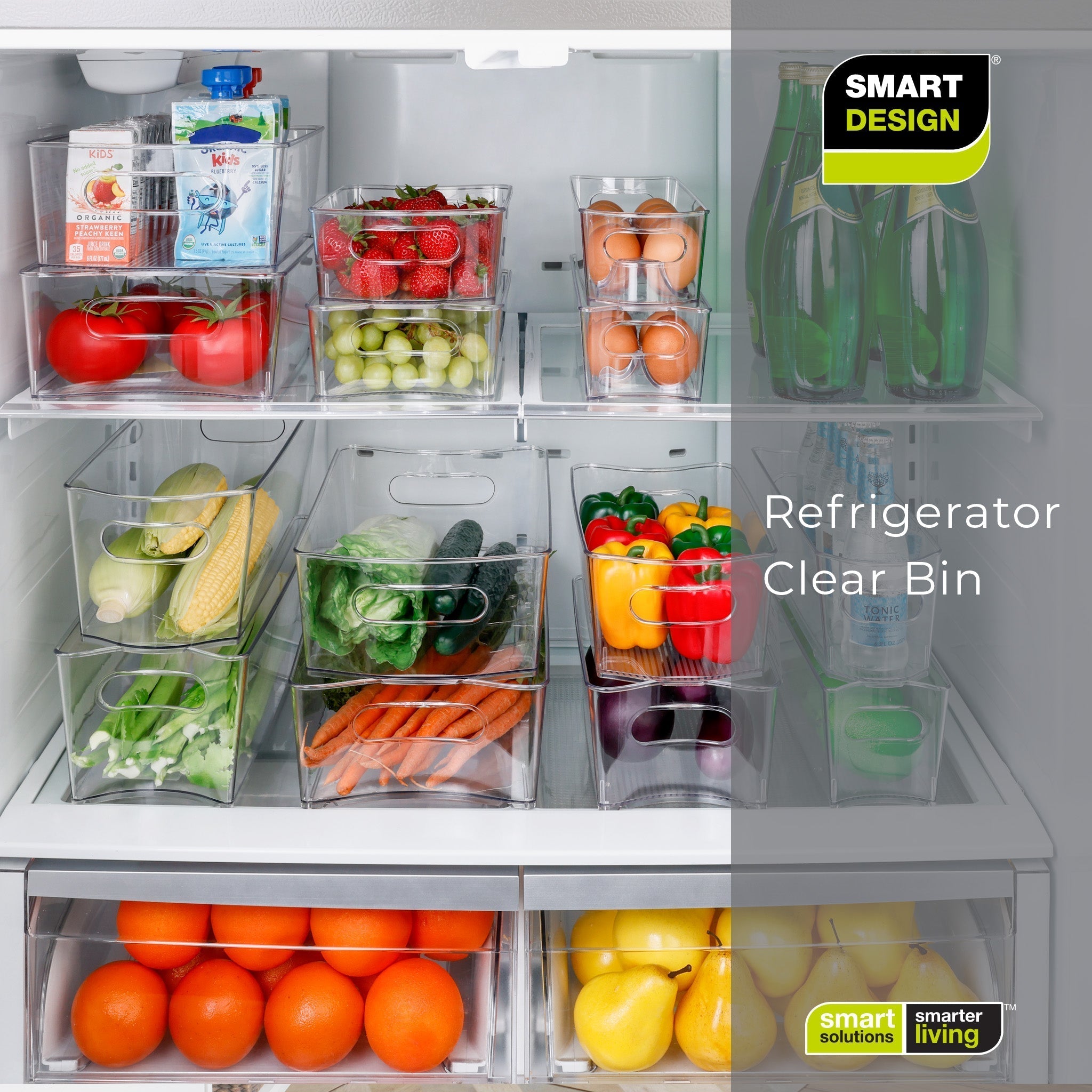 Stackable Clear Refrigerator Storage Bin with Handle - 8 pack - 6 x 12 inch