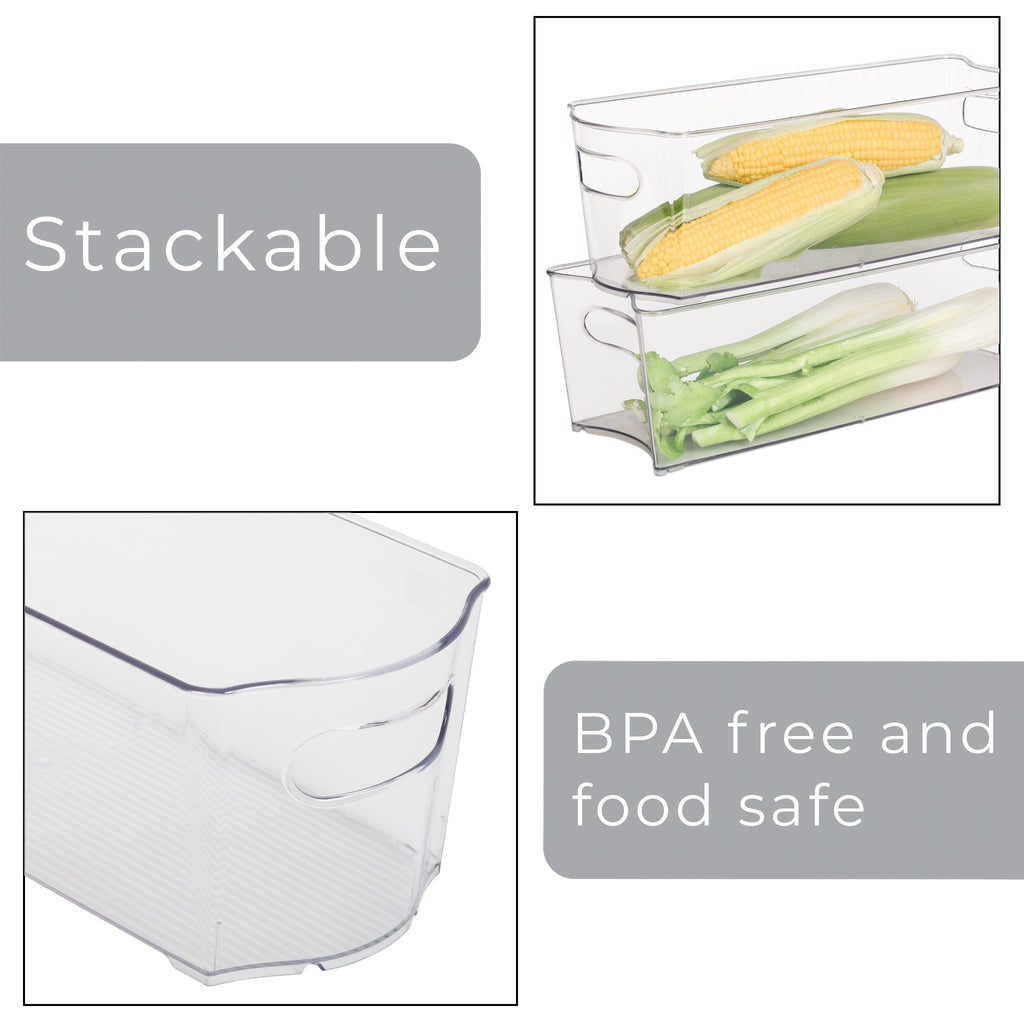Stackable Clear Refrigerator Storage Bin with Handle - 8 pack - 6 x 16 inch