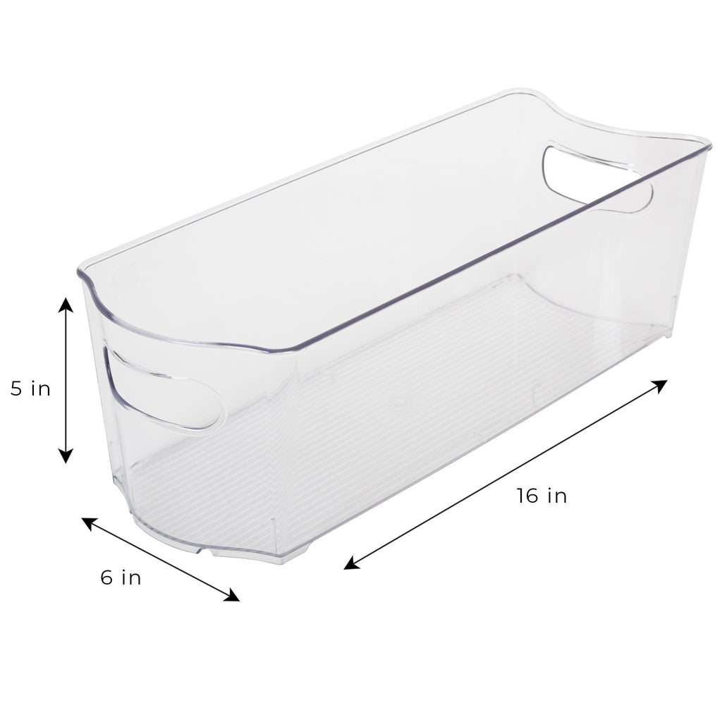 Stackable Clear Refrigerator Storage Bin with Handle - 8 pack - 6 x 16 inch