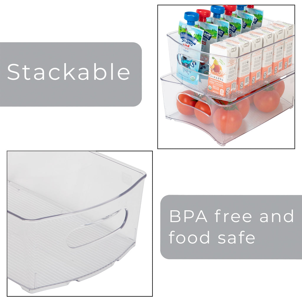 Stackable Clear Refrigerator Storage Bin with Handle - 8 pack - 8 x 12 inch