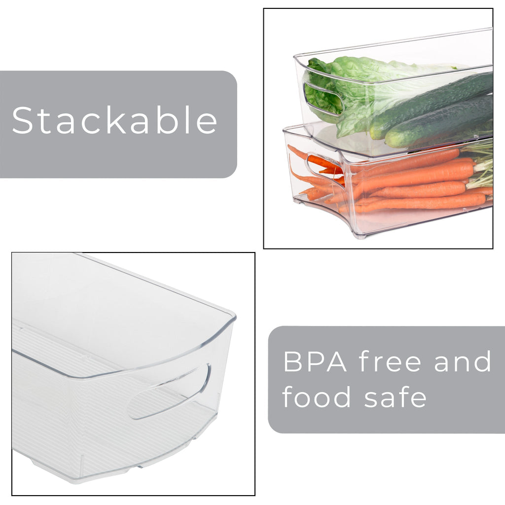 Stackable Clear Refrigerator Storage Bin with Handle - 8 pack - 8 x 14 inch
