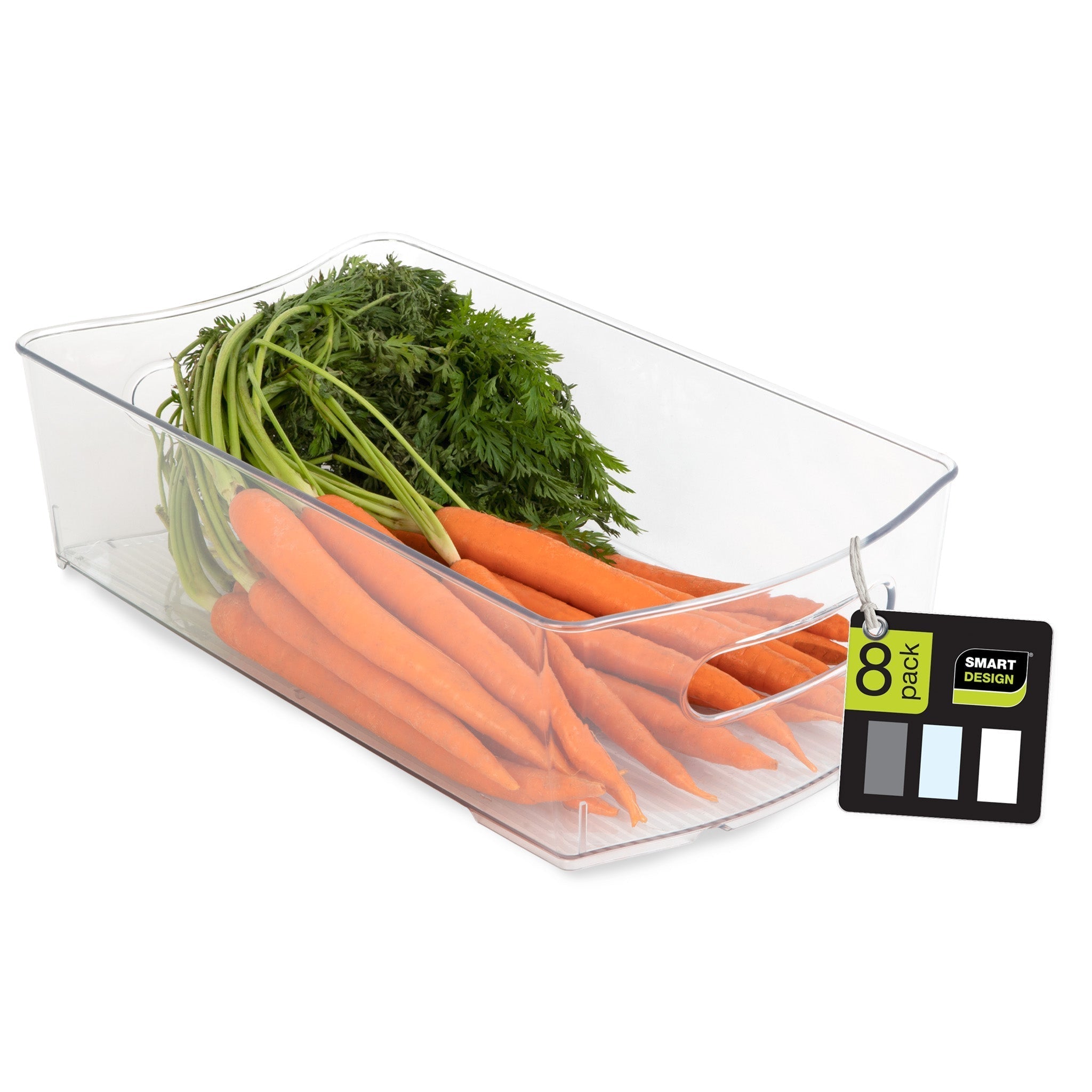 Stackable Clear Refrigerator Storage Bin with Handle - 8 pack - 8 x 14 inch