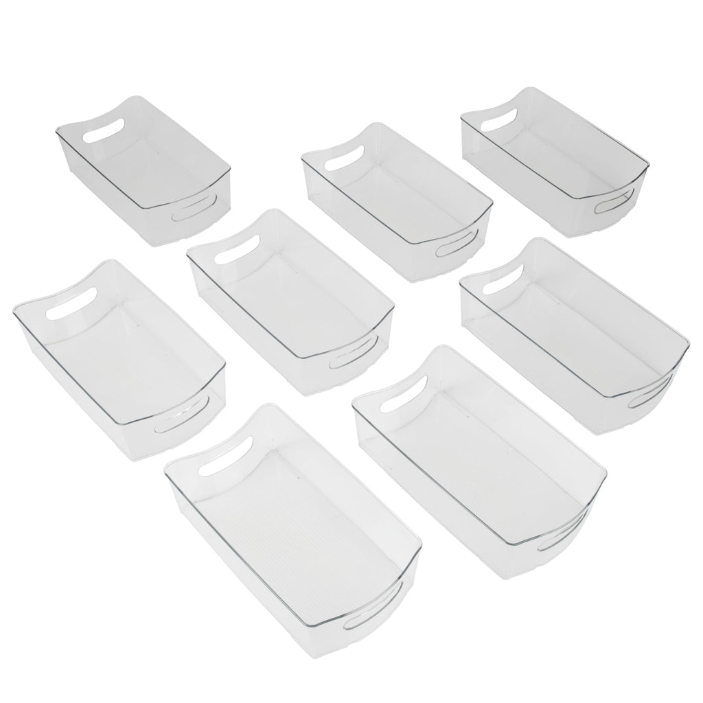 Stackable Clear Refrigerator Storage Bin with Handle - 8 pack - 8 x 14 inch