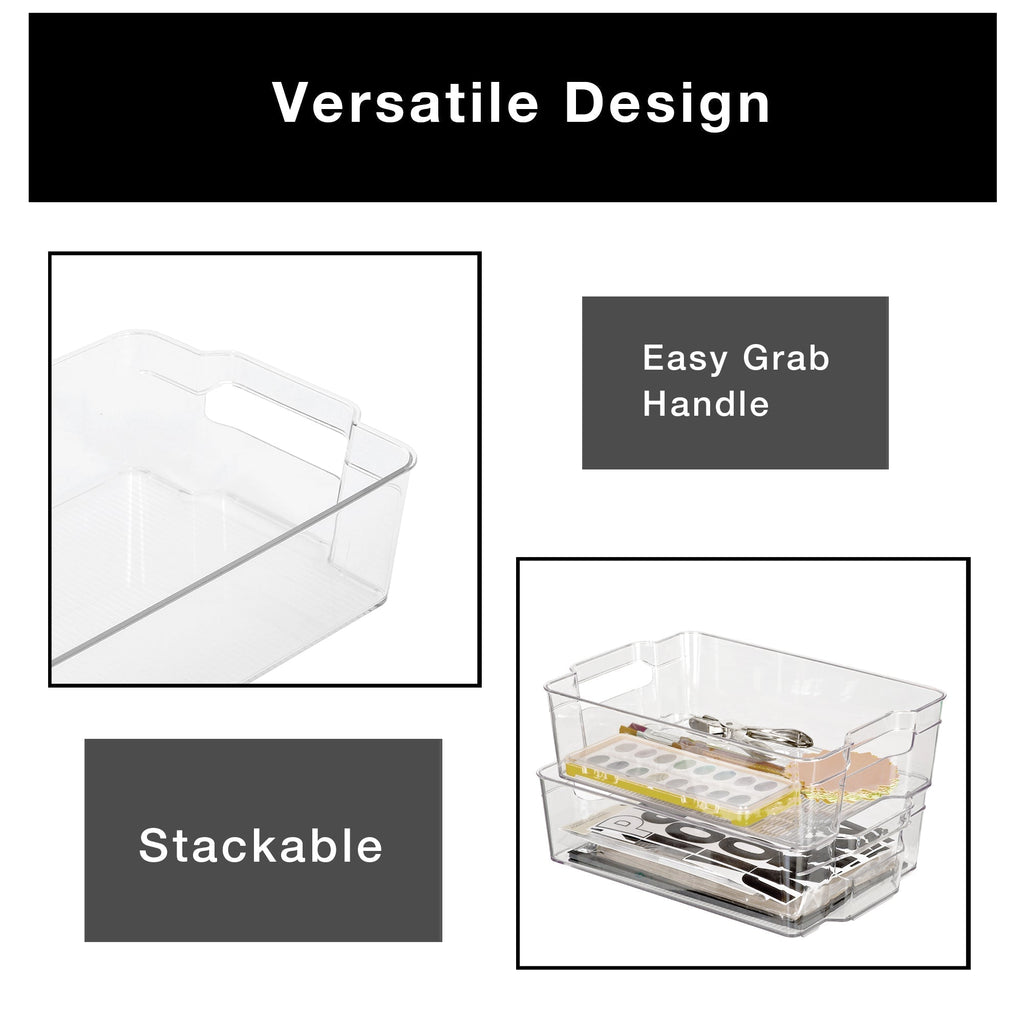 Stackable Refrigerator Bin with Handle - 8 x 12 Inch