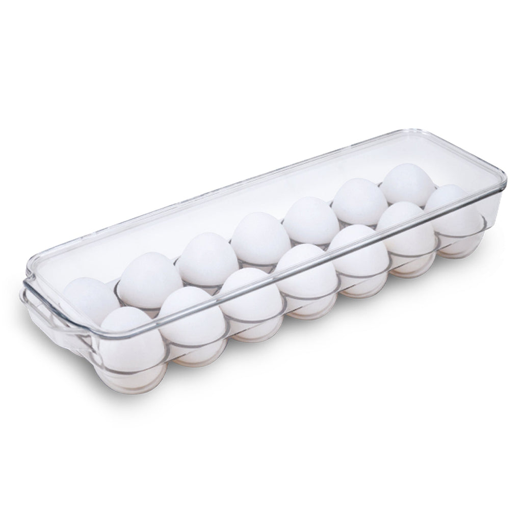 Stackable Refrigerator Egg Holder Bin with Handle and Lid