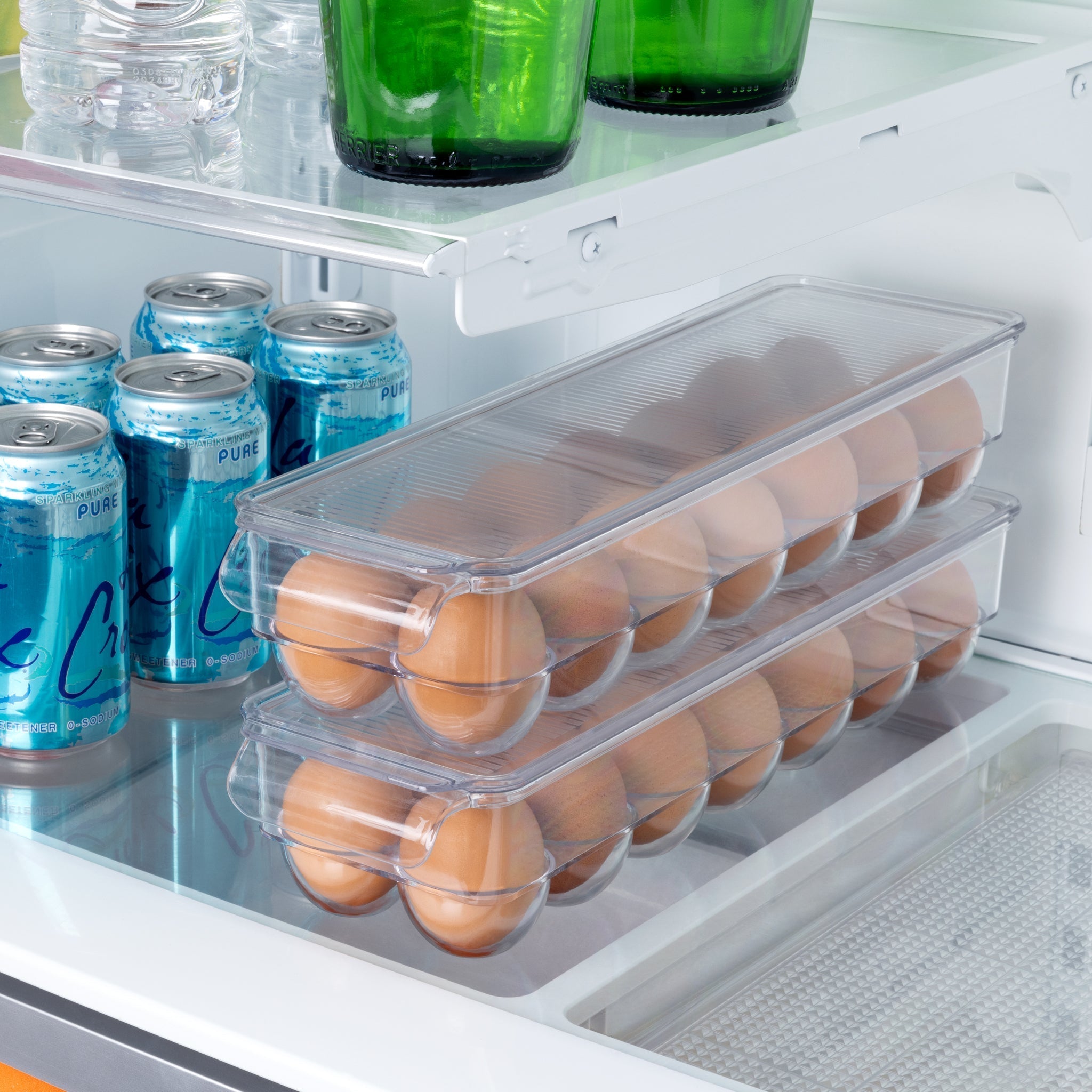 Stackable Refrigerator Egg Holder Bin with Handle and Lid