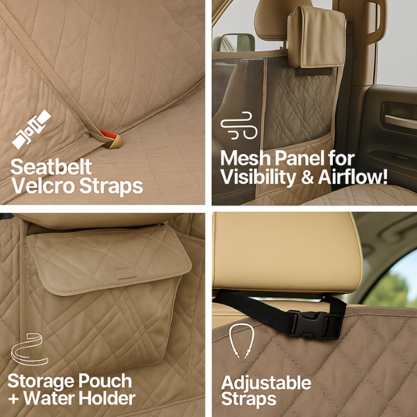 Formosa Covers X-Large Car Seat Cover For Dogs and Pets 56"W Taupe