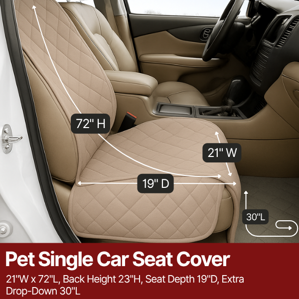 Formosa Covers Pet Single Car Seat Cover with Floor Coverage Taupe