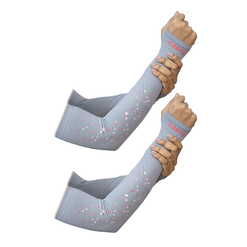 Hand Sleeves For Women | Petals Arm Sleeves - Grey