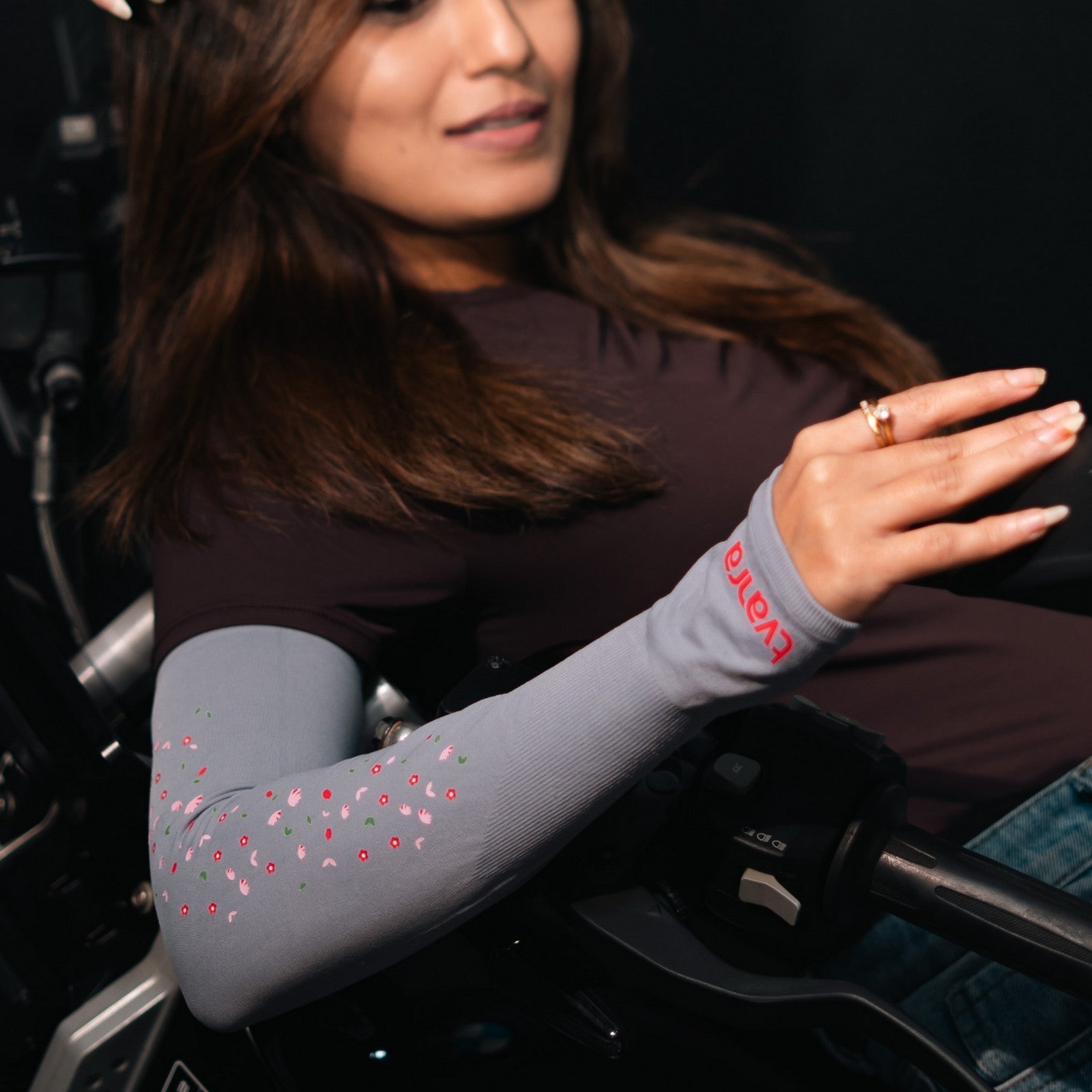 Hand Sleeves For Women | Petals Arm Sleeves - Grey