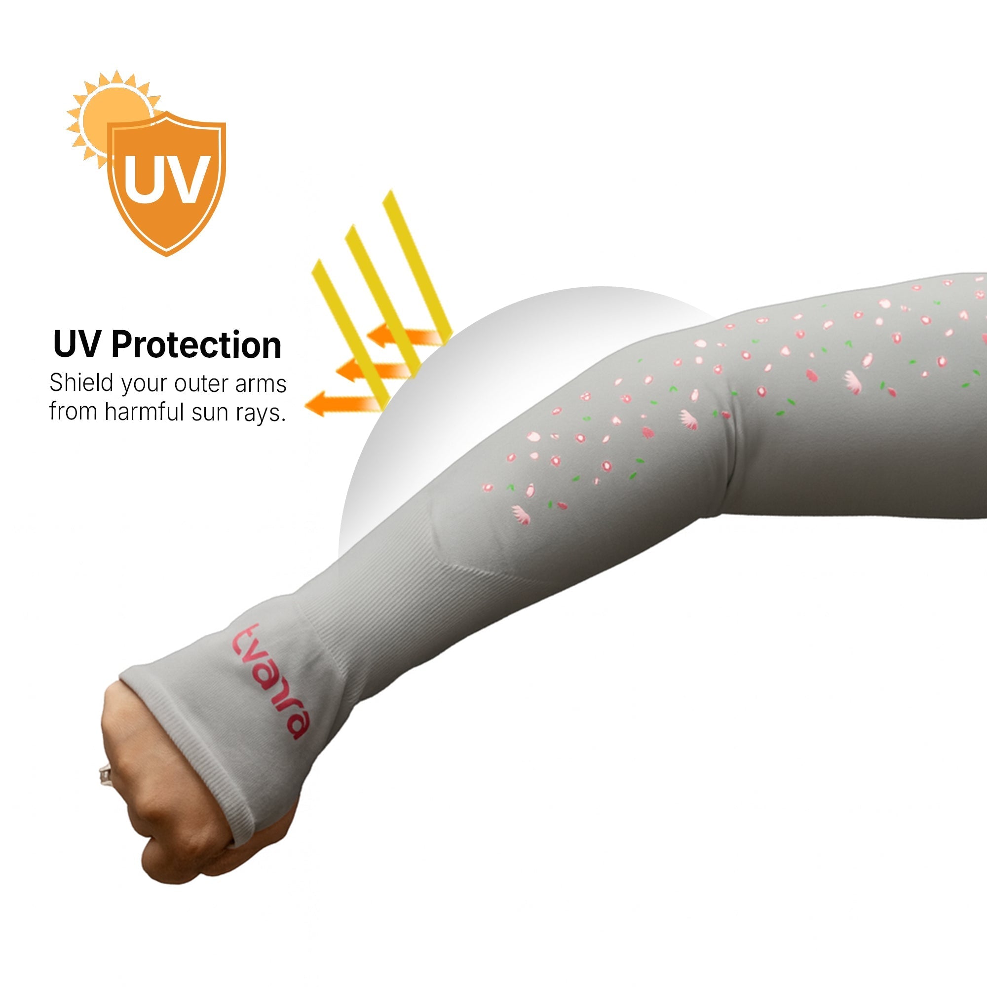 Hand Sleeves For Women | Petals Arm Sleeves - Grey