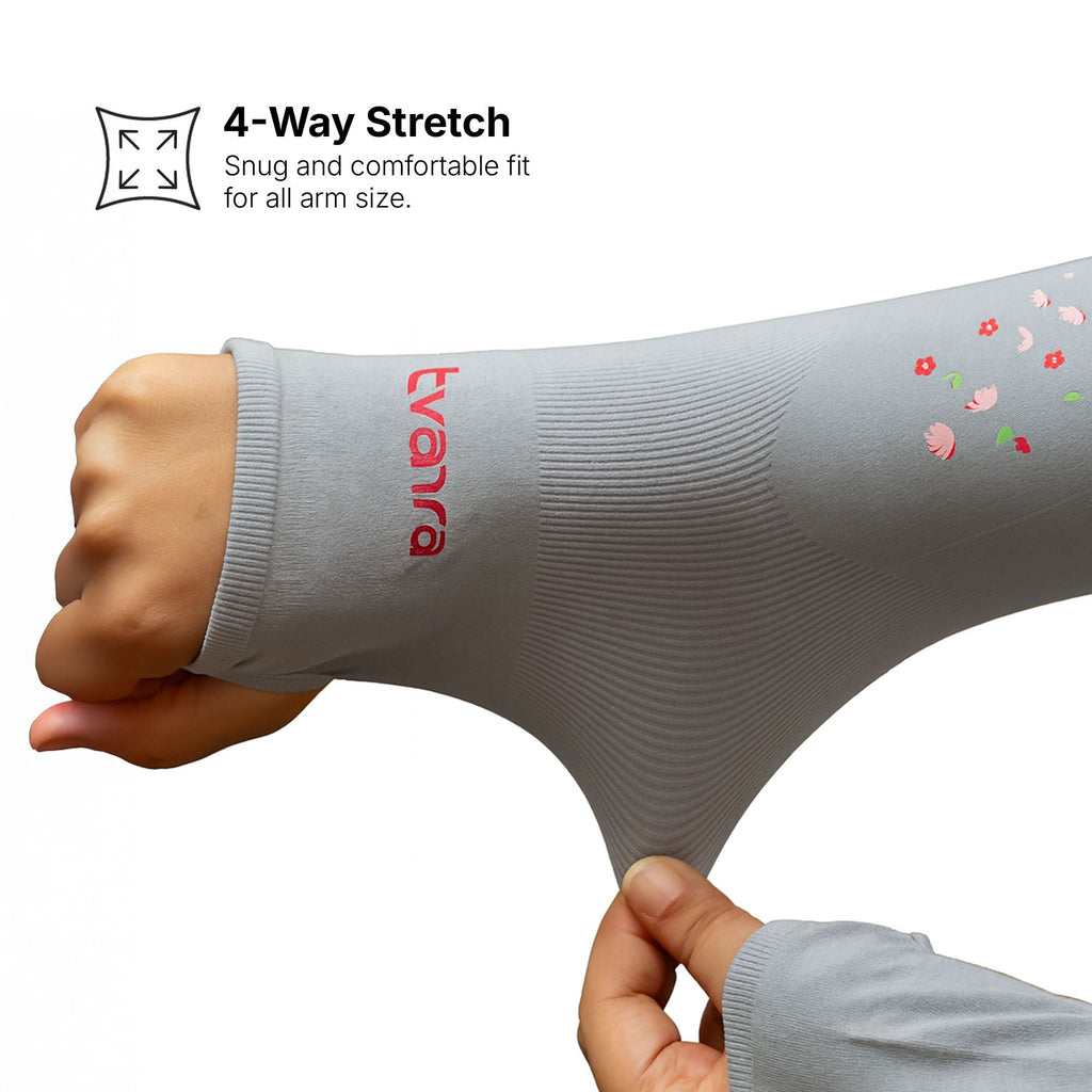 Hand Sleeves For Women | Petals Arm Sleeves - Grey