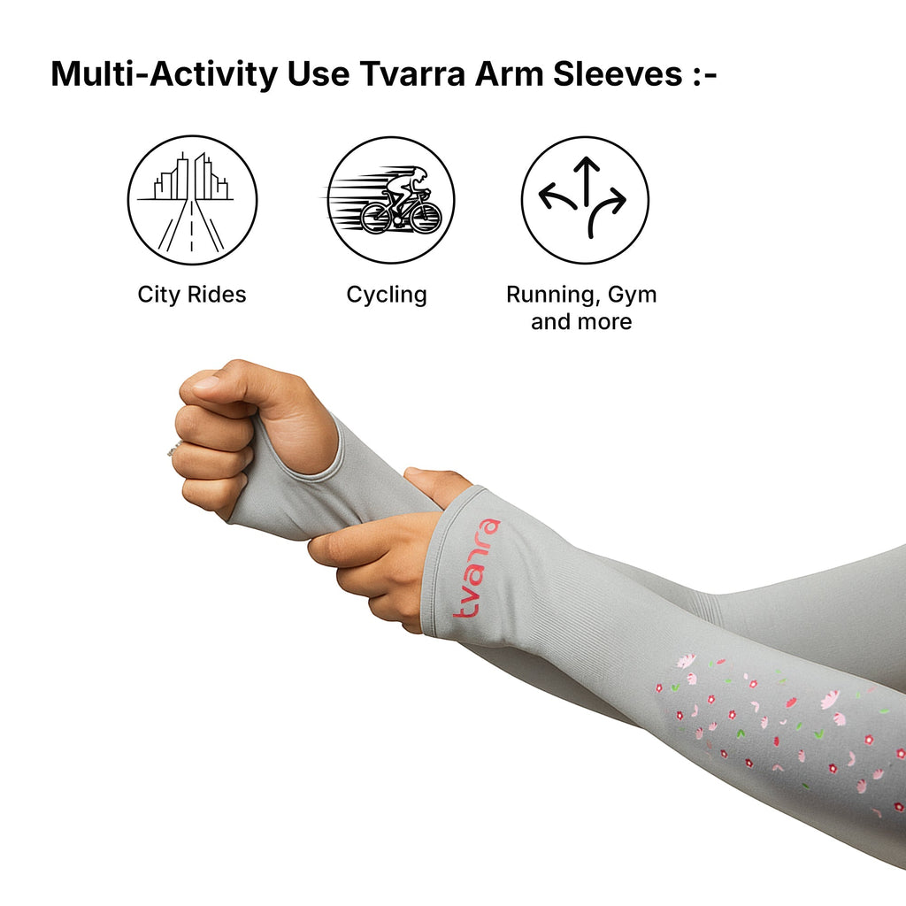 Hand Sleeves For Women | Petals Arm Sleeves - Grey