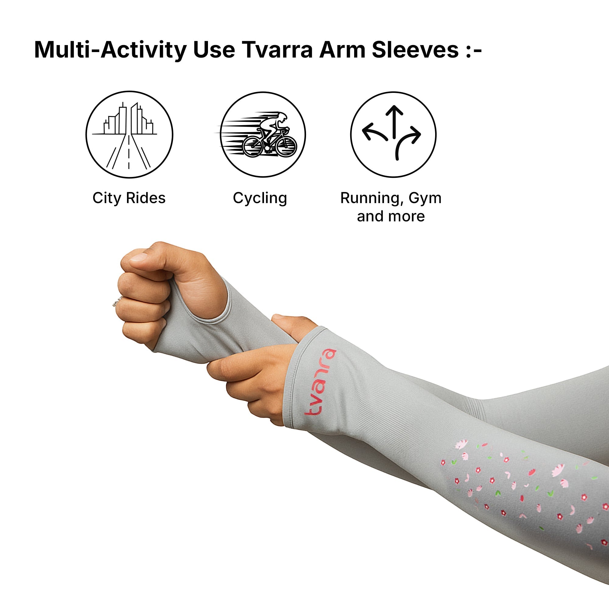 Hand Sleeves For Women | Petals Arm Sleeves - Grey