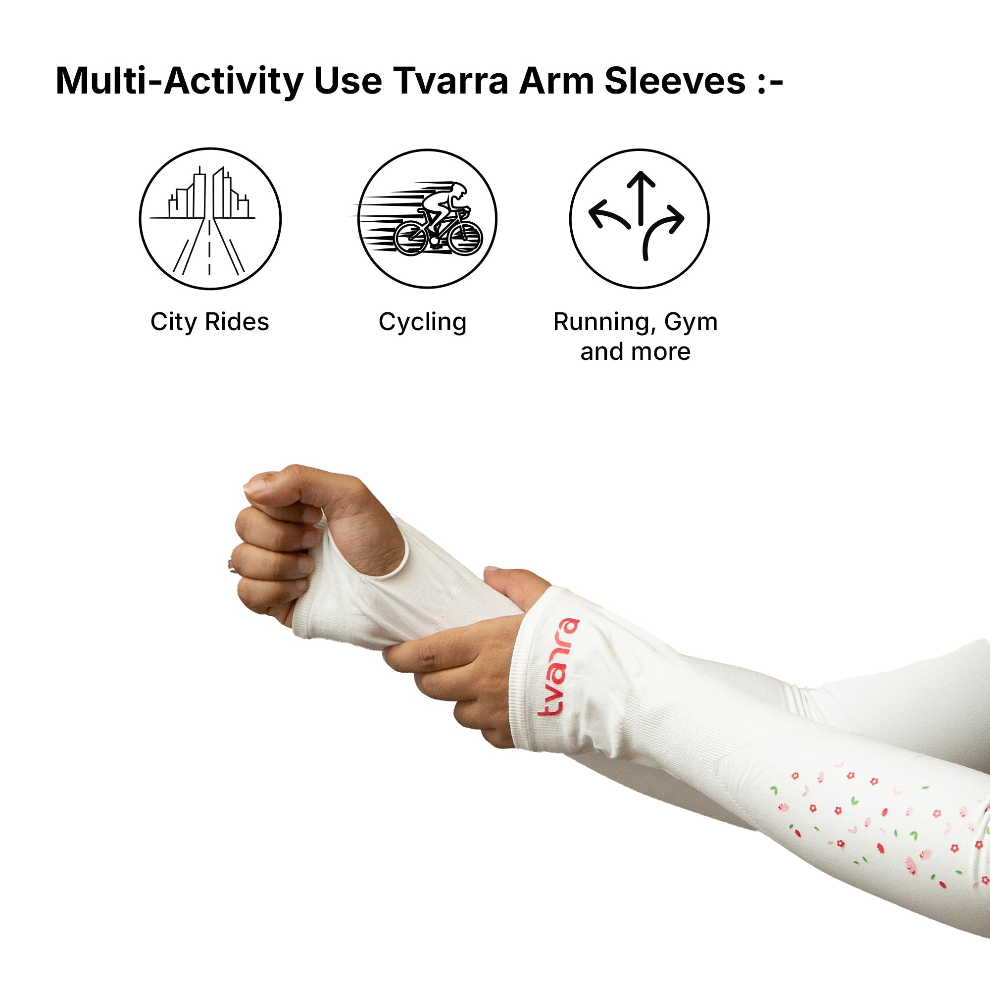 Petals UV Protection Arm Sleeves White | Comfortable Hand Sleeves for Women