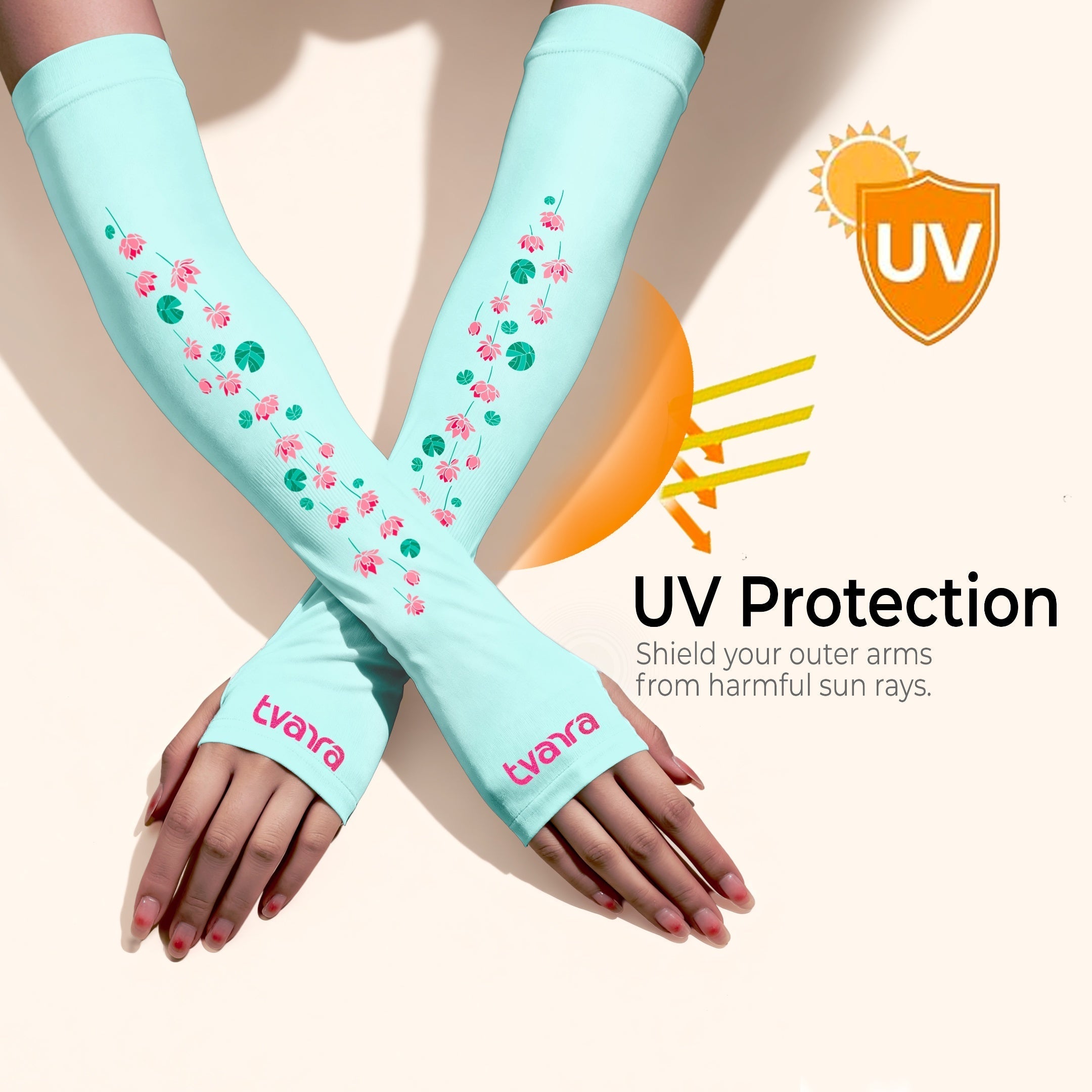 Padmaa Arm Sleeves for Women - Mint Green