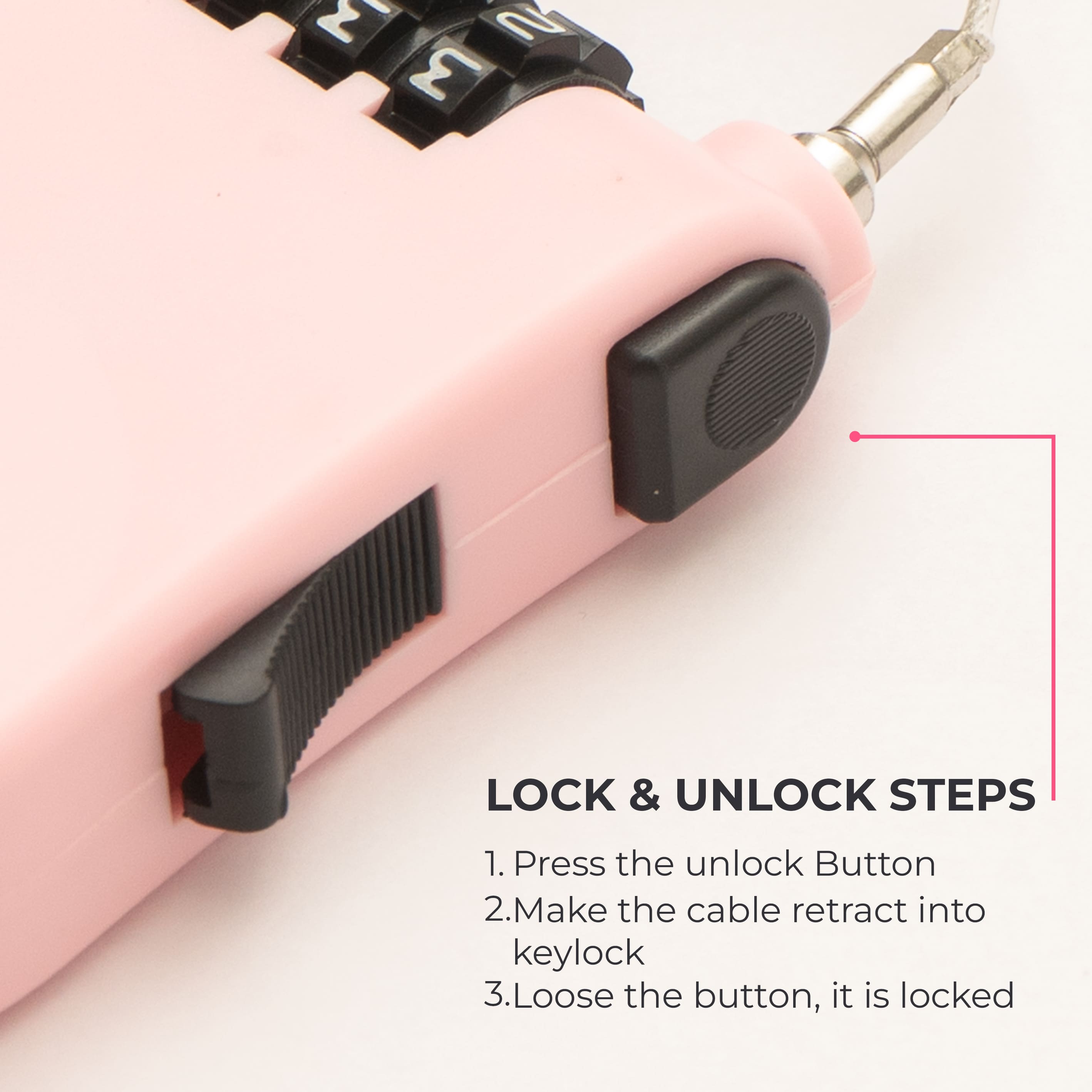 Tvarra Secure Loop Helmet Lock - Baby Pink
