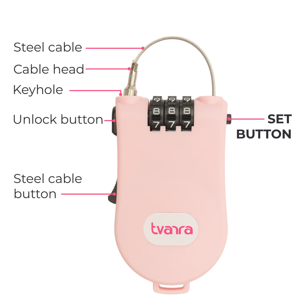 Padmaa Arm Sleeves + Secure Loop Helmet Lock Combo - Baby Pink