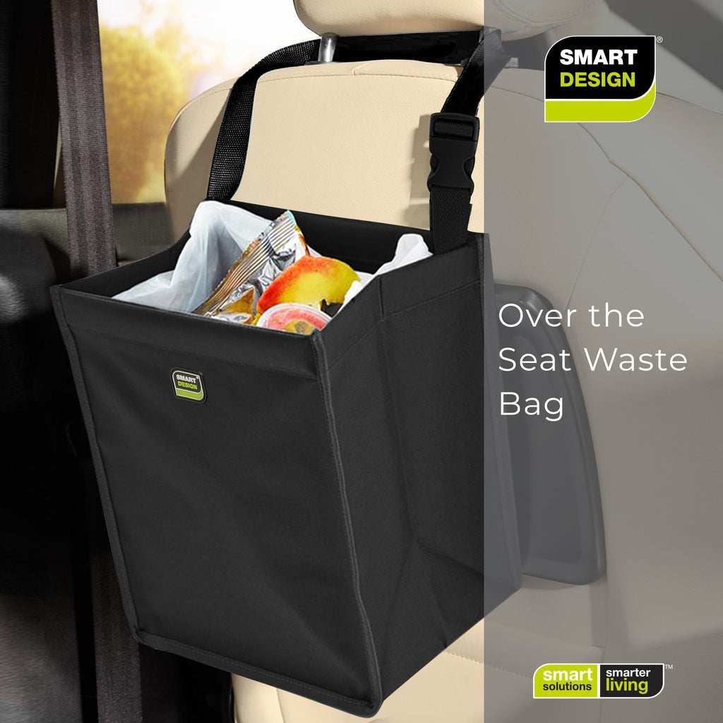 Vehicle Waste Bag with Adjustable Strap - Black