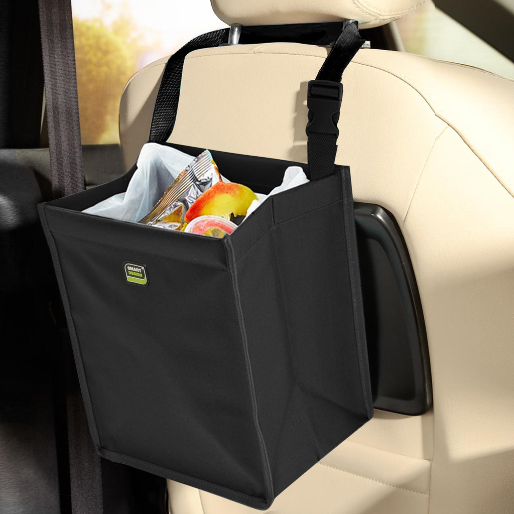 Vehicle Waste Bag with Adjustable Strap - Black