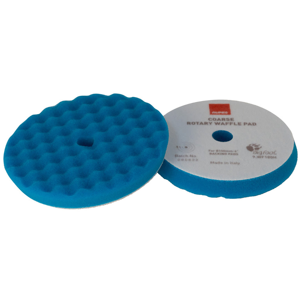 RUPES Rotary Waffle Coarse Foam Cutting Pad, 9.WF200H - 6.5", Blue