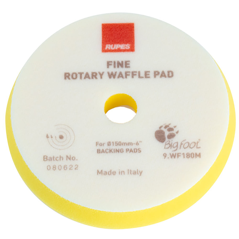 RUPES Rotary Waffle Fine Foam Polishing Pad, 9.WF180M - 6", Yellow